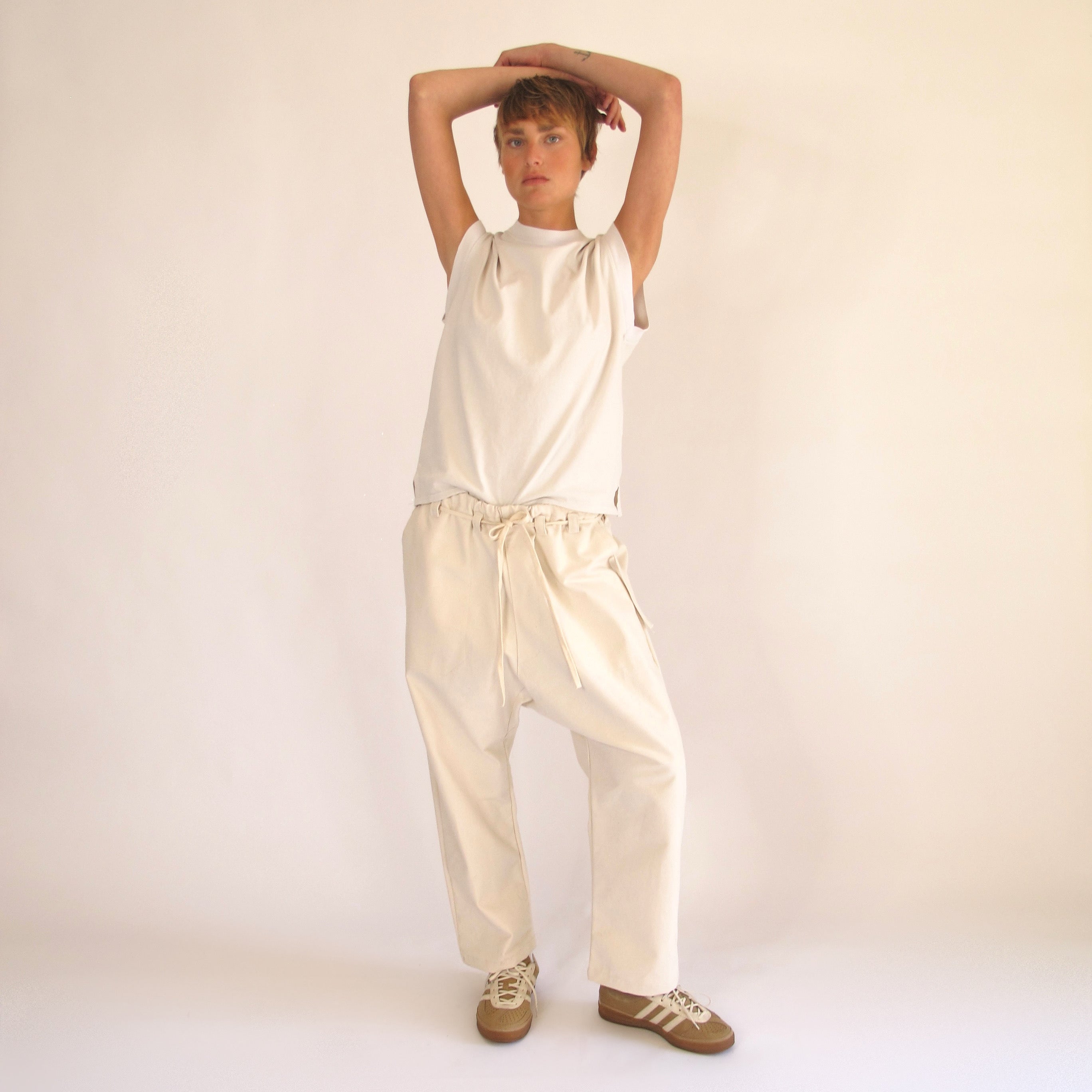 ★NOIAGO★ Pintuck Cabra Pants Cream Picasso Pant in Hemp Denim – S E E K E R