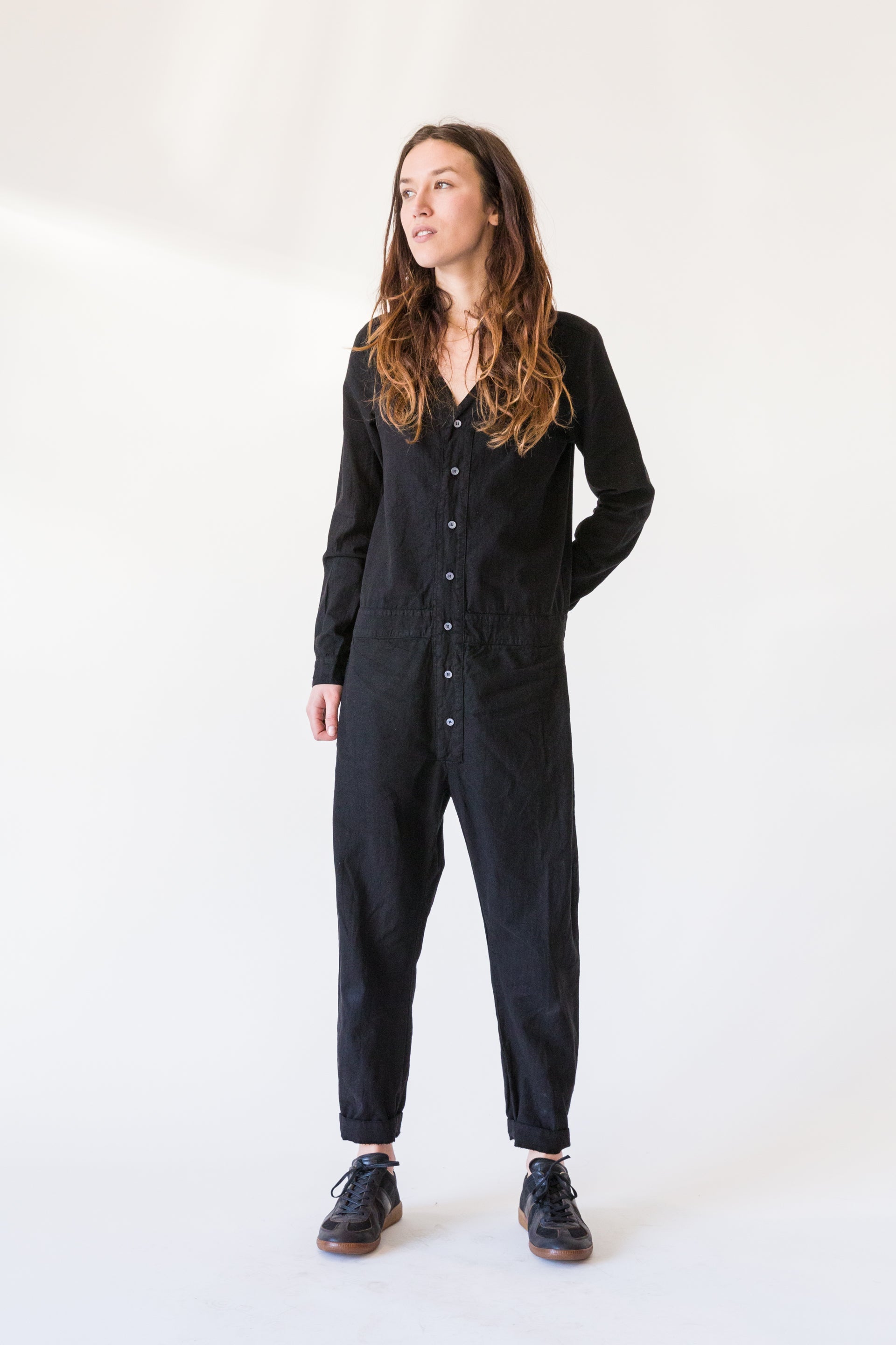 Seeker Jumpsuit Long Sleeve in Tie Dye Xs Black Indigo Tie Dye