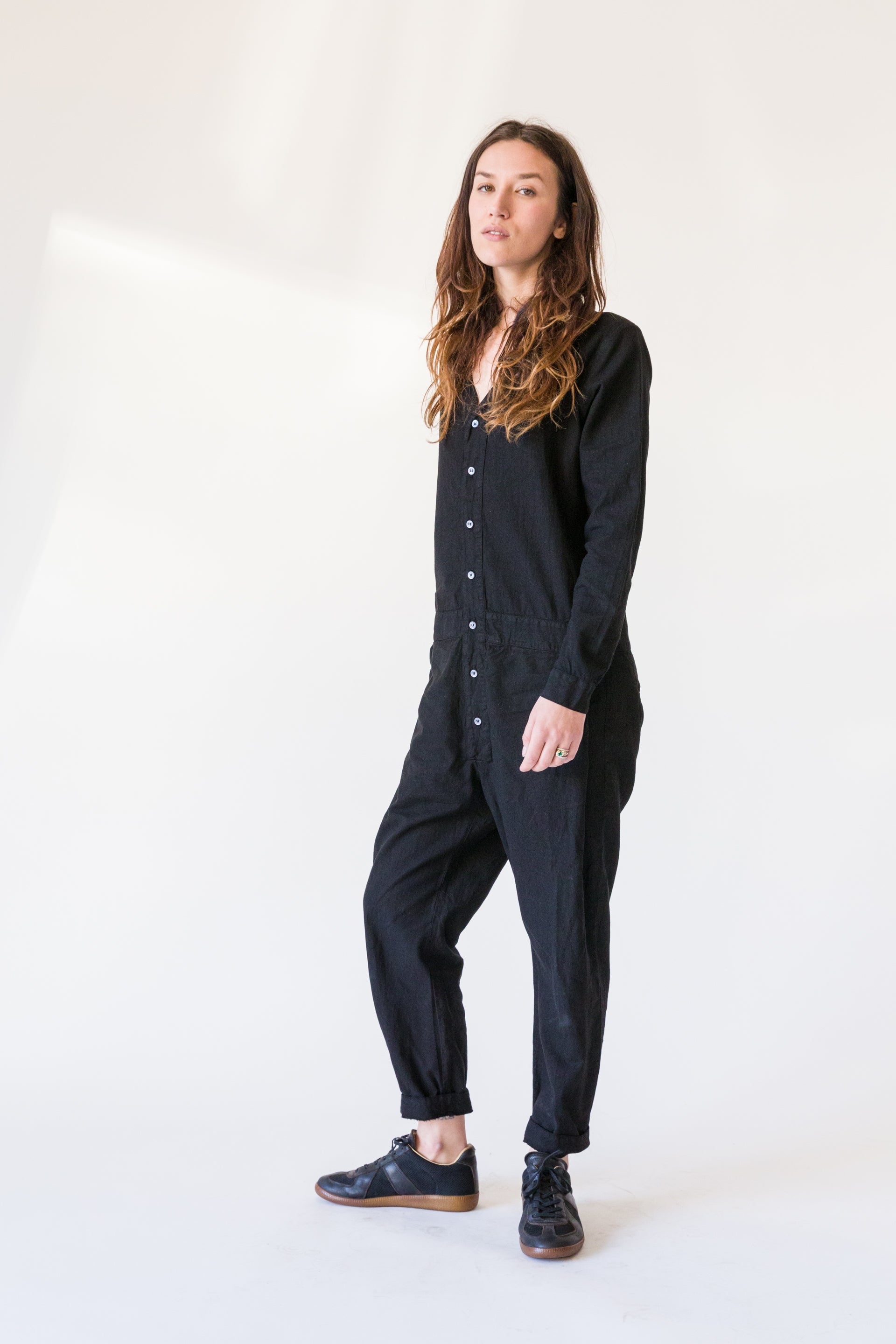 Ruched Simple Jumpsuit Casual Long Sleeve Solid Wide Leg - Temu
